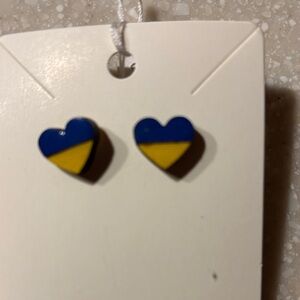 Heart-Shaped Blue and Yellow Earrings